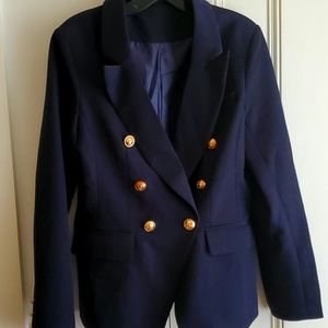 Double breasted navy blazer
